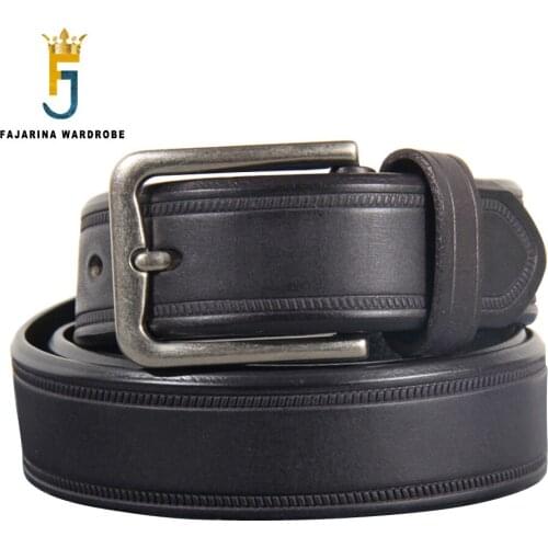 FAJARINA Brand Design Mens Real Cow Genuine Leather Belt Mens Man Casual Style Waistband Belts for Men Jeans 33mm Wide N17FJ917