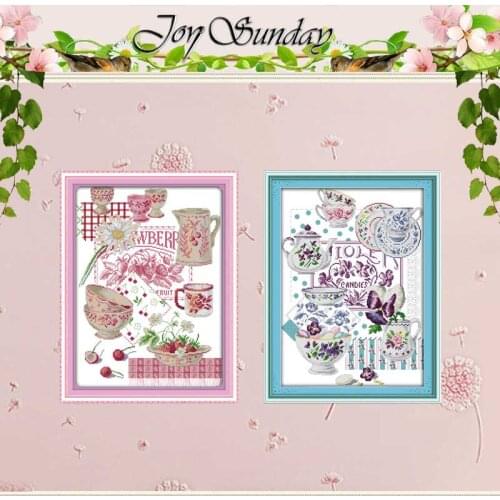 Cup tale fruit tableware counted Cross Stitch 11CT 14CT Cross Stitch Set Wholesale DIY Cross-stitch Kit Embroidery Needlework