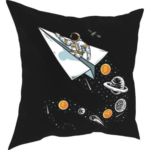 Bitcoin BTC Crypto To Moon Pillow Cover Decorative Currency Blockchain HODL Throw Pillow Case Coverage House 45X45cm