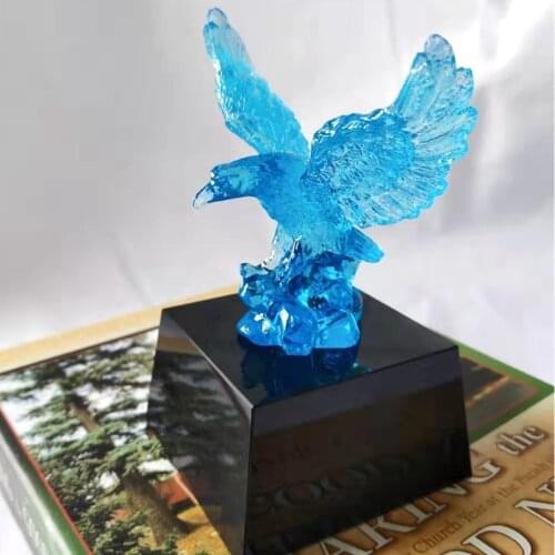 New 3D Handmade Blue Eagle Figurines Miniatures Table Ornaments Glass Animal Crafts Home Decoration Accessories Gifts
