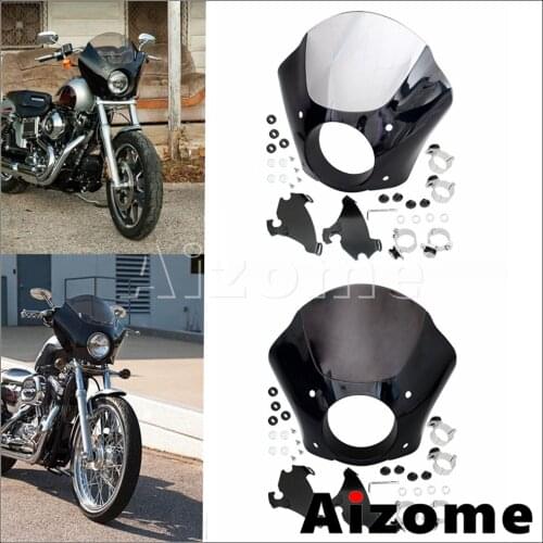 Cafe Racer Headlight Cover Fairing For Harley Sportster 883 Super Low Roadster Hugger Deluxe XL883 Motorcycle Gauntlet Fairing