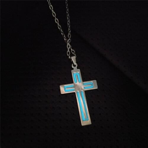 Simple Fashion Creative Glowing Cross Necklace For Women Silver Color Mens Necklaces Jewelry Accessories Gifts