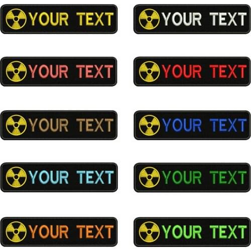 Radiation Logo 10X2.5cm Embroidery Custom Name Text Patch Stripes badge Iron On Or Velcro Backing Patches For Clothes Backpack