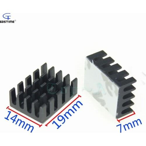 Gdstime 30 pcs/lot Black Aluminum 19x14x7mm Heatsinks Routers IC Chip Heat Sinks Cooling Cooler Radiator W/ 3M Tape