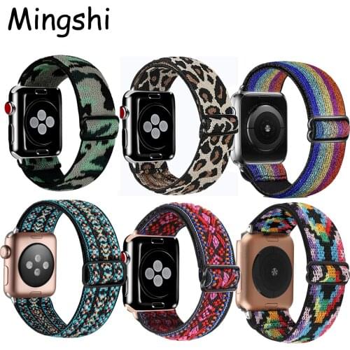 Bohemia Elastic Nylon Solo Loop Strap for Apple Watch Band 6 38mm 40mm 42mm 44mm Iwatch Series 6 5 4 3 2 Watch Replacement Strap