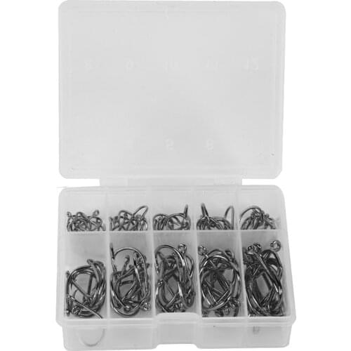 100pcs Fishing Hooks Set Carbon Steel Single Circle Fishhook Fly Fishing Jip Mixed Size Barbed Carp Hooks Sea Tackle Accessories