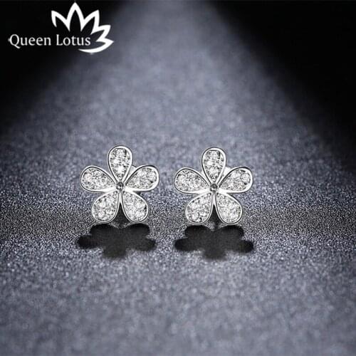 Queen Lotus Stud Earrings Fashion Jewelry 2018 Romantic Korean Style Crystal Flower Earrings High Grade Cubic Zircon Earrings