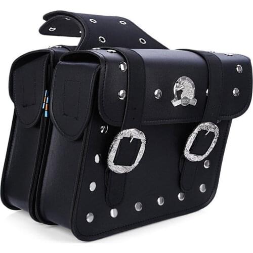 Universal Motorcycle Pu Leather Saddle Bag Side Tool Bags Luggage Storage Pouch Saddlebag
