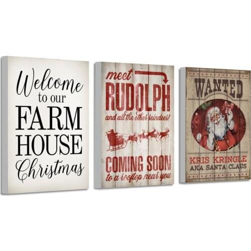 Vintage Christmas Santa Wall Art Happy Holiday Canvas Print Kids Gifts Room Posters Canvas Paintings Kids Room Wall Home Decor