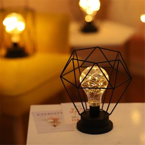 Retro Iron Art Table Lamps For Bedroom Living Room LED Bedside Lamp Bed Lamp Night Light Christmas Decoration Light