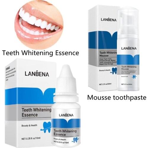 1PCS Teeth Cleansing Whitening Mousse +1PCS Whitening Essence Removes Stains Teeth Whitening Oral Hygiene Mousse Toothpaste