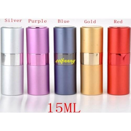 100pcs/lot 15ml Rotate Refillable Perfume Bottle Mini Traveler Aluminum Spray Atomizer Empty bottles