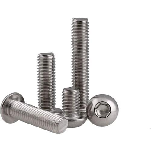 100PCS/Lot 304 Stainless Steel M2 M2.5 M3 3/4/5/6/8/10/16/20MM Round Cup Half Round Head Hex Socket Head Cap Machine Screw Bolts