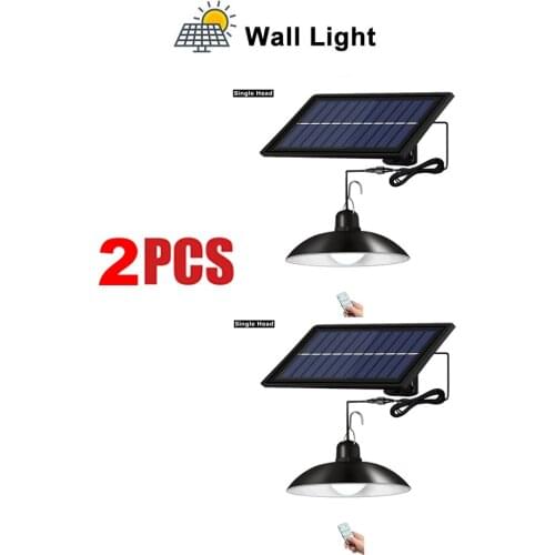 2pcs remote 30 led 2 head Retro Lampshade Solar Pendant Chandelier solar Lamp Waterproof Night Light Porch Path Street Fence Gar