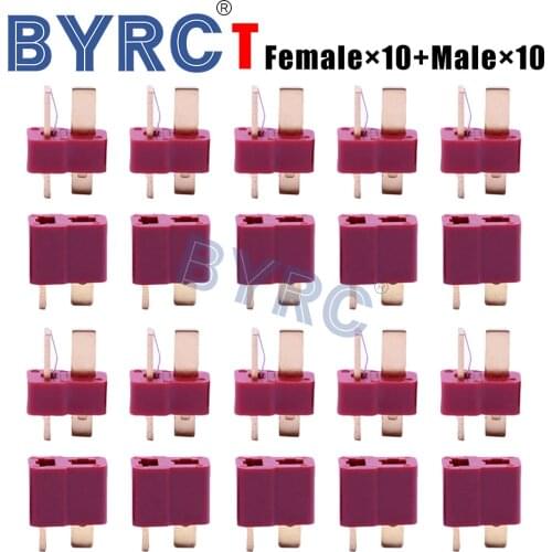 20PCS / 10Pairs T Plug Connector for RC LiPo Battery Helicopter Male and Female Connector Classification Kit
