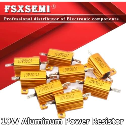 2pcs RX24 10W Aluminum Power Metal Shell Case Wirewound Resistor 0.1~100K 0.5 1 2 5 6 8 10 20 50 100 120 200 300 1K 5K 10K ohm