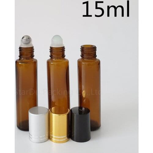 480pcs/lot 15ml amber roll on bottle, 15CC amber essential oil rollon bottle, small glass roller container