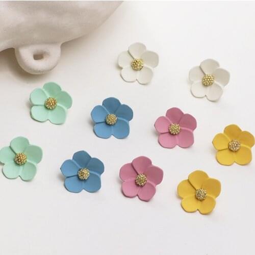 6pcs Korea flower candy color Flower Stud Earring for Women Wedding Trendy Plant Girl diy jewelry earrings accessories materials