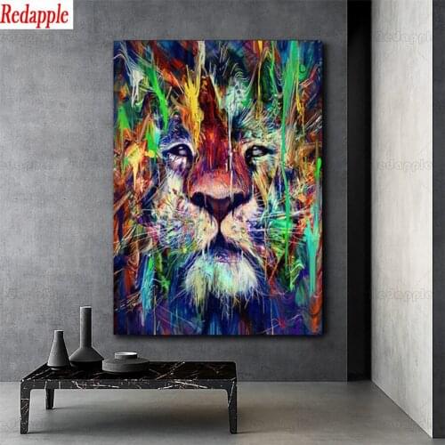 Diamond embroidery Abstract Lion Colorful Animals diamond painting cross stitch 5d full square round drill 5d puzzles
