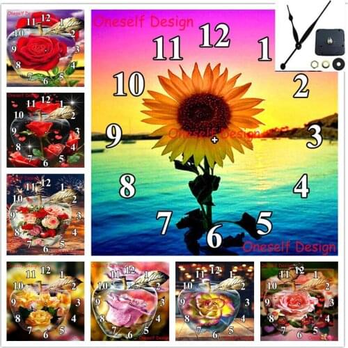 Diamond painting with Mechanical clock flower 5d diamond embroidery with clock heart diy diamond mosaic sale tiger wall sticker