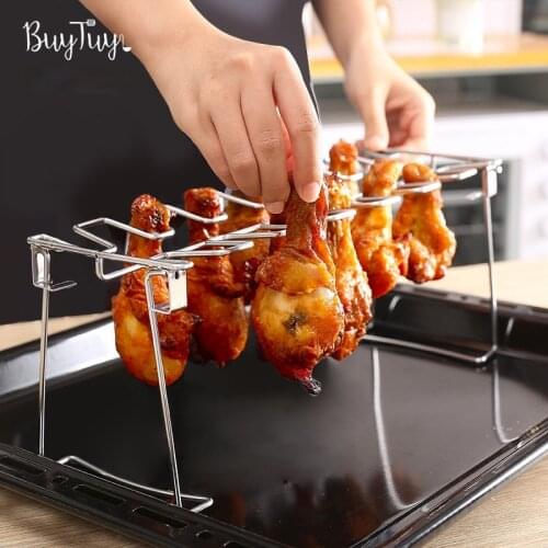 Household Portable Stainless Steel Folding Chicken Leg Rack Household Oven Grill Plate Barbecue Rack BBQ Grill Tool