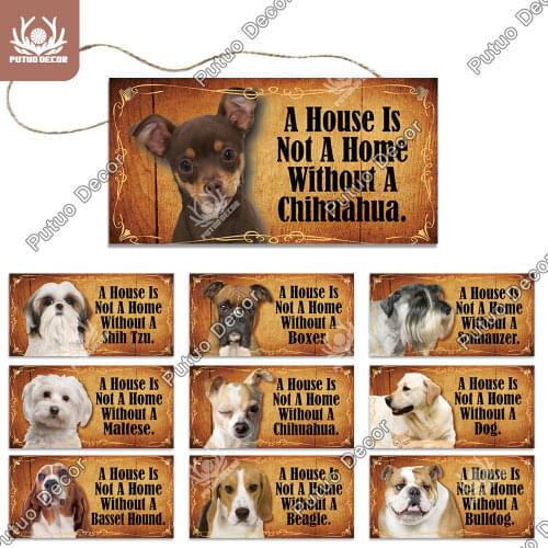 Putuo Decor Dog Tag Plaque Wood Friendship Wooden Pendant Hanging Sign for Wooden Hanging Dog House Decoration Dog Kennel