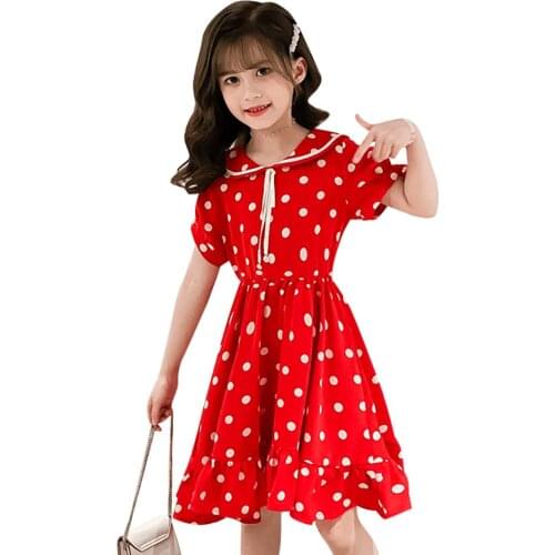 Kids Dresses For Girls Dot Pattern Dress For Girls Summer Children Party Dresses Casual Style Clothes Girl 6 8 10 12 14
