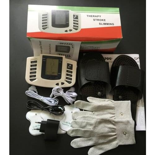 309A new Electrical Stimulator Full Body Relax Muscle Therapy Massager,Pulse tens Acupuncture with therapy slipper+4pads+gloves