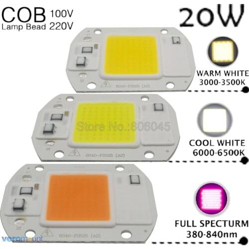 Smart IC AC 110V 220V Input 20W High Power LED Matrix DIY Flood Light COB LED Diode Outdoor Lamp White Warm White Full Spectrum