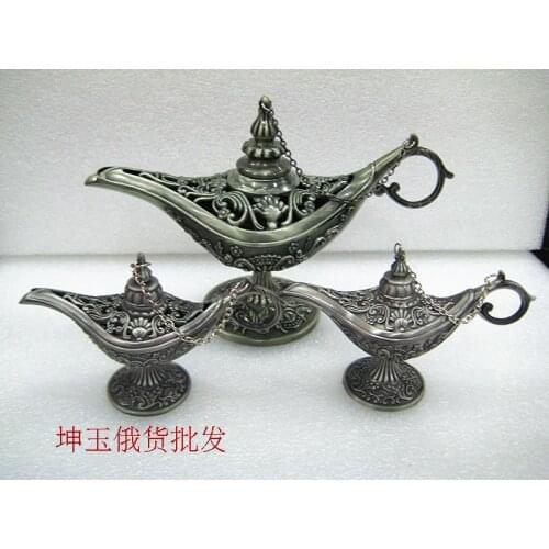 Collectible Genie Oil Lamp 3PC SET (1pc 15cm + 12cm 2pcs ) Russian tea Pot Al--addin Pakistan lamp BRASS Silverroom