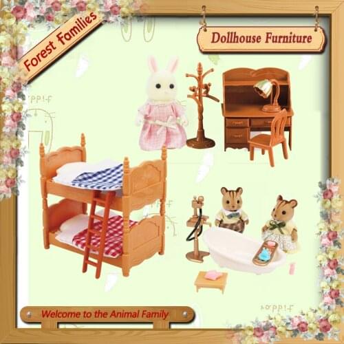 Simulation Doll House Furniture 1/12 Miniature Forest Animal Family Villa Furniture Dolls Household Items Girls DIY Role Play