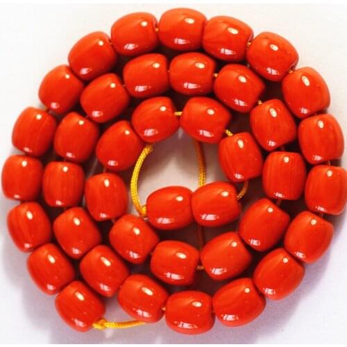 Orange Red Resin Hot Sell Fashion Charms Diy 9X9mm 10X10mm 12X12mm Barrel Loose Jewelry Beads 15 Inches B57