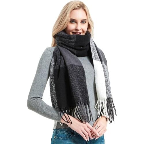 Hot Sale Fall and Winter New Scarf Ladies Tassel Large Plaid Outdoor Neck Protection Keep Warm Shawl High Quality Customized