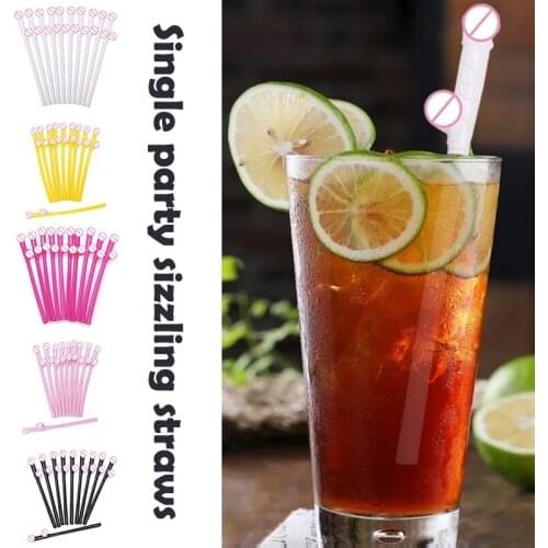 New 10Pcs Drinking Penis Straws Bridal Shower Sexy Hen Night Willy Penis Novelty Nude Straw for Bar Bachelorette Party Supplies