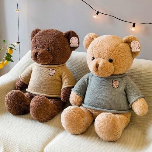 New Kawaii Sweater Teddy Bear PP Cotton Filling Plush Toys Child Cute Dressing Doll Decoration Play House Kids Birthday Gifts