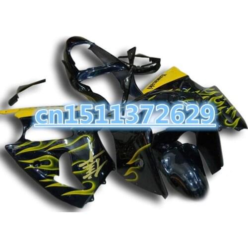 New ZX-6R 2000-2002 Fairings for Kawasaki ZX6R 2000 2001 2002 yellow flame black ZX636 ZX6R 00 01 02 Motorcycle fairing body kit