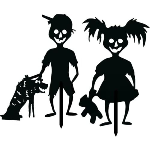 Little Devil Garden Statues Sculptures Garden Pile Metal Scare Children Silhouette Garden Metal Decoration Landscape Ornaments