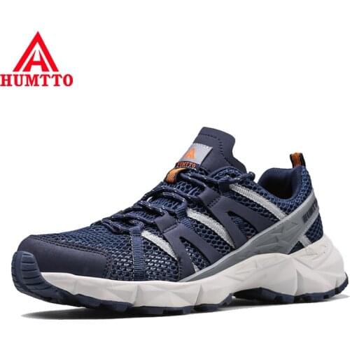 HUMTTO Summer Breathable Mesh Sport Trekking Shoes for Men Outdoor Walking Jogging Footwear Non-slip Lace-Up Light Mens Sneakers