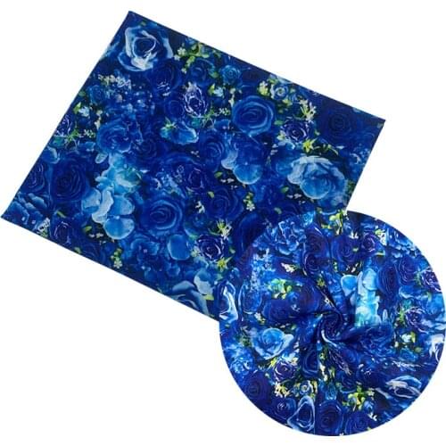 Beautiful Digital Printing 100% Cotton Fabric Blue Bottom Blue rose Pattern Sewing Material Children Fabric Diy Shirt Clothing