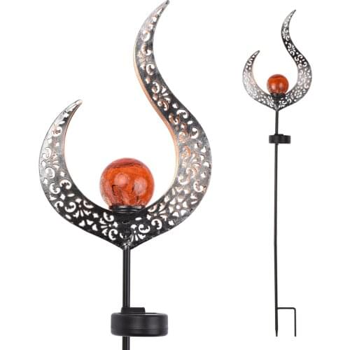 Outdoor SolarLights Landscape Pathway Lights Lawn Lamp Crackle Glass Globe Stake Metal Lamp Waterproof for Garden Lawn Courtyard