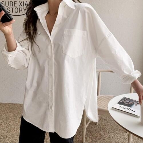 2021 Spring Autumn Cotton Blouse Office Lady Plus Size Loose Long Sleeve Shirts Women Tops Casual Button Shirt Tops Blusas 11456