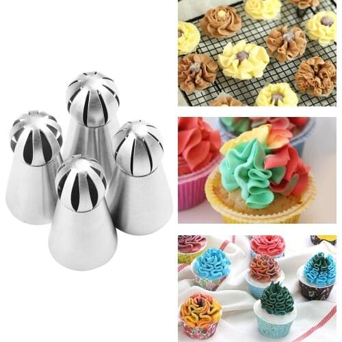 1/4PCS Russian Flower Icing Piping Nozzles Tips Sphere Ball Cake Decoration Tools Kitchen Pastry Cupcake Baking Pastry Tools