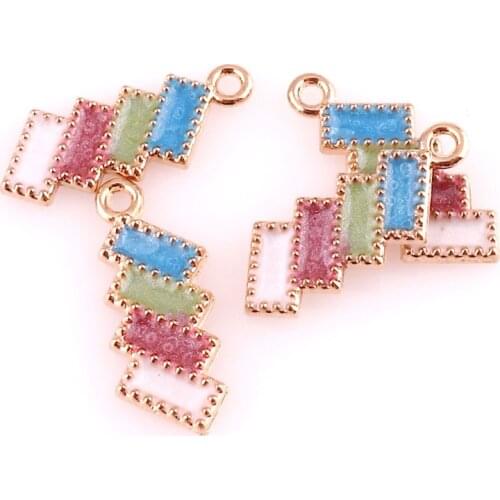 10pcs Colors Geometric 8*22mm Alloy Enamel Charm Jewelry Making Drop Oil Pendant DIY Earring Bracelet Necklace Fashion Accessory
