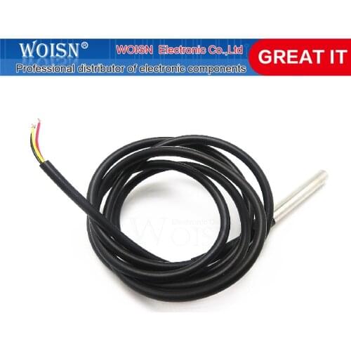 2pcs/lot DS1820 Stainless steel package Waterproof DS18B20 temperature probe temperature sensor 18B20 For Arduino