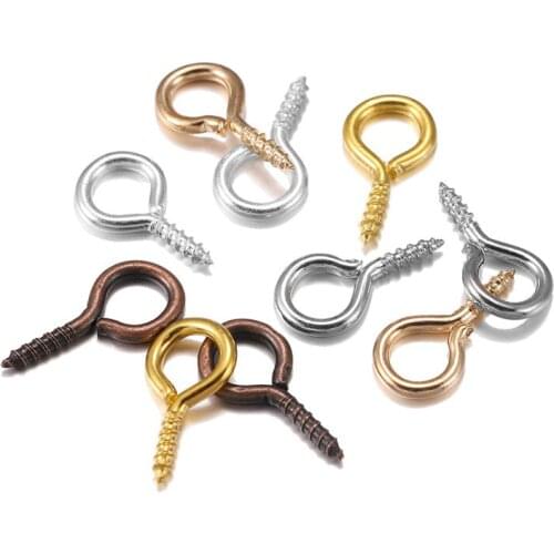 200pcs Small Tiny Mini Eye Pins Eyepins Hooks Eyelets Screw Threaded Gold Clasps Hook Jewelry Findings For Making DIY