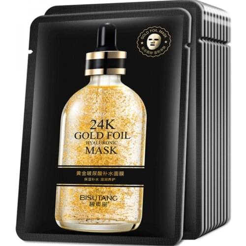 24k Oro Acido Ialuronico Film Idratante Idratante Rafforzamento Schiarente Antirughe E Cura Della Pelle Maschera Per Il Viso