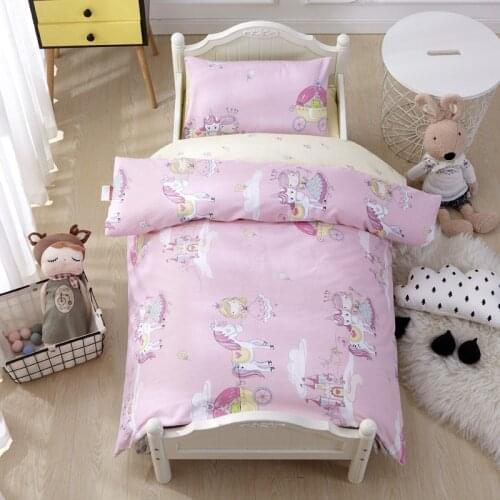 3Pcs/set Kindergarten Bedding Set Crib Bed Linen Kit Baby Bedding Set Includes Pillowcase Bed Sheet Duvet Cover Without Filler