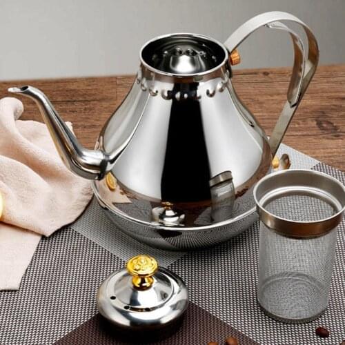 60% Hot Sales!!! Stainless Steel Teapots Gooseneck Pour Coffee Tea Kettle Filter Strainer Pot