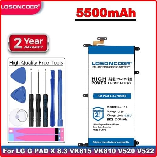 LOSONCOER New 5500mAh BL-T17 Battery For LG G PAD X 8.3 VK815 VK810 V520 V522 Table PC High Quality