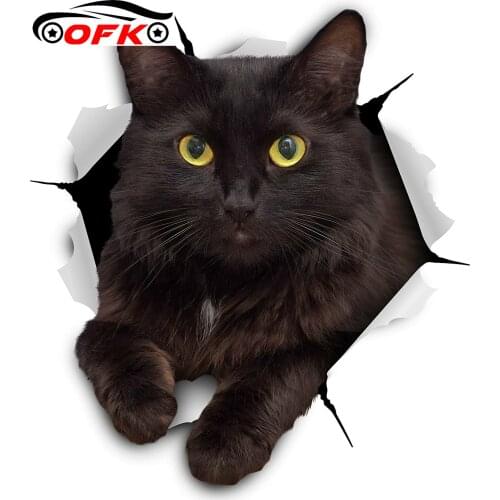 Car Stickers Decor Motorcycle Decals Black Cat Decorative Accessories Creative Sunscreen Waterproof PVC,14cm*13cm